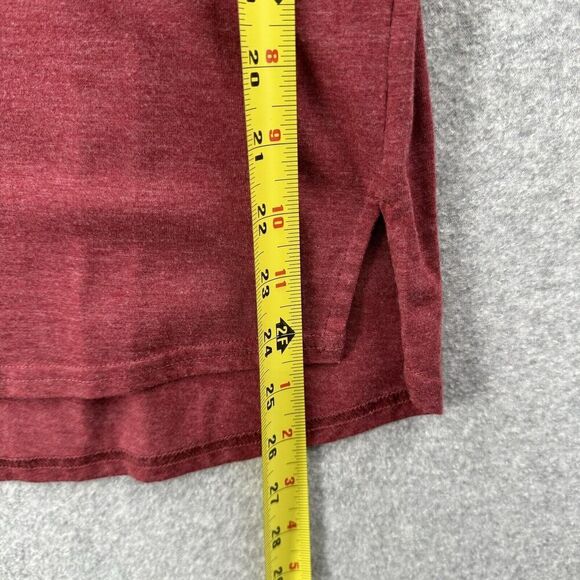 PrAna T-Shirt Womens Medium Dark Red Long Sleeve V-Neck Tee Basic Ruffle Accent - Picture 5 of 12